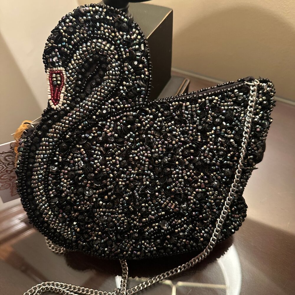From India to You Black Swan Beaded Sequin Bag Crossbody Tik Tok Viral RARE NWT